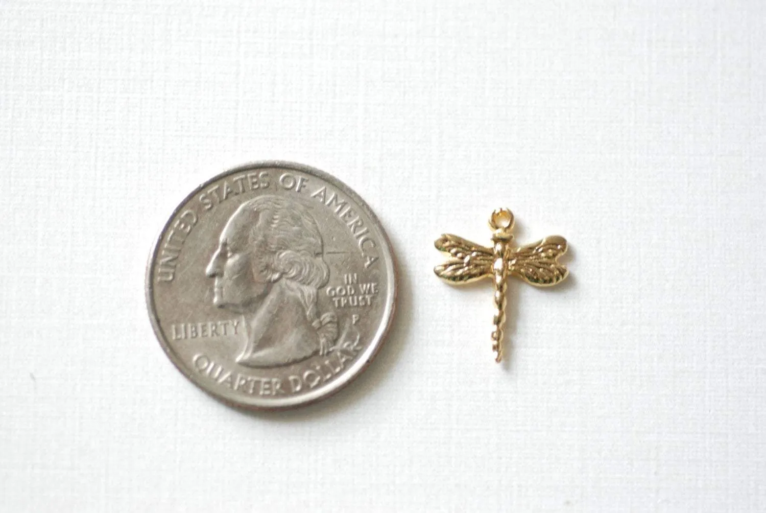 Vermeil Gold Dragonfly Charm- 18k gold plated over Sterling Silver Dragonfly, Dragon Fly Charm, Gold Insect Charm