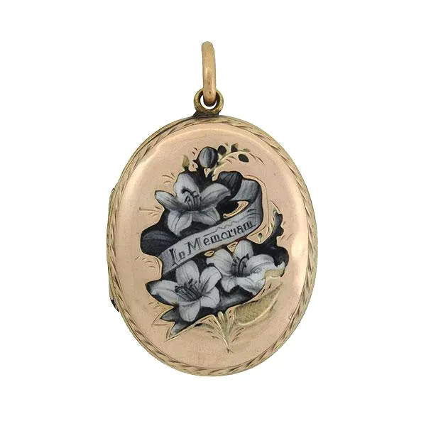 Victorian 9kt Enameled Memoriam Locket