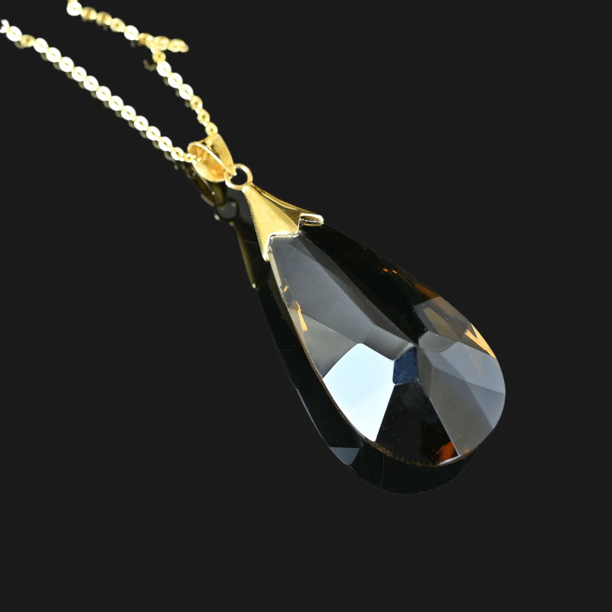 Vintage 14K Gold 30 CTW Smoky Quartz Pendant