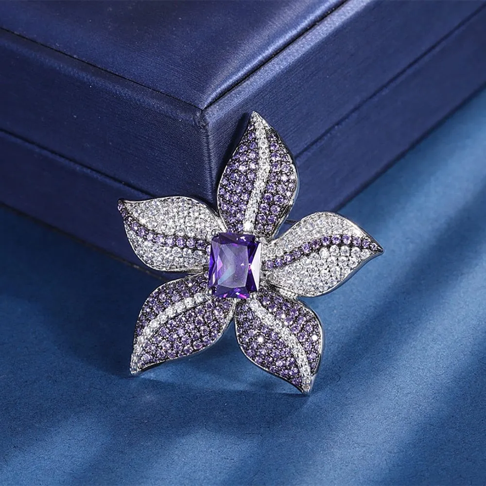 Vintage Amethyst and Diamond Brooch