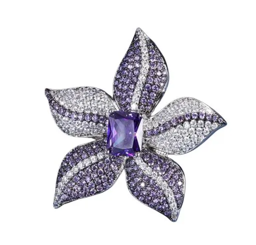 Vintage Amethyst and Diamond Brooch