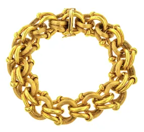 Vintage Gold Textured Link Bracelet