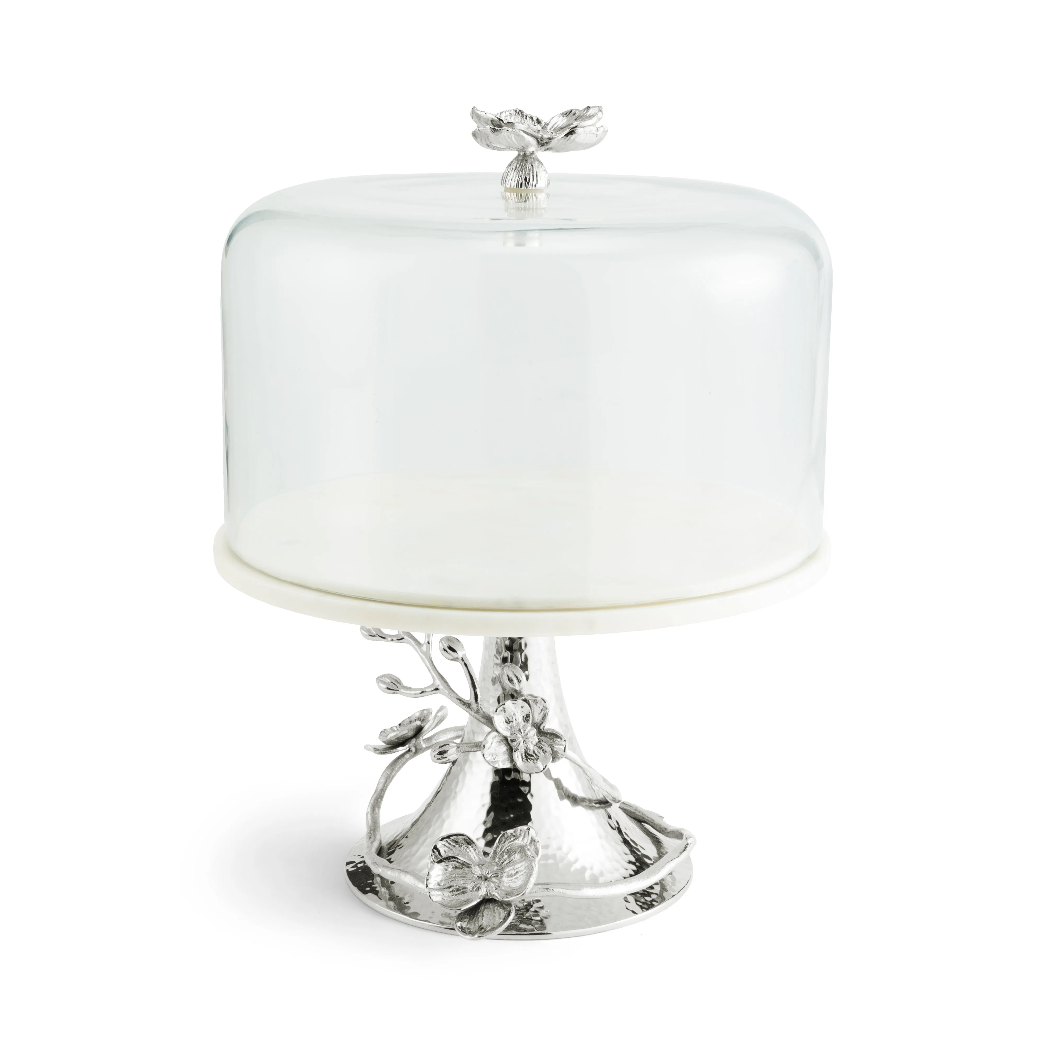 White Orchid Cake Stand with Dome