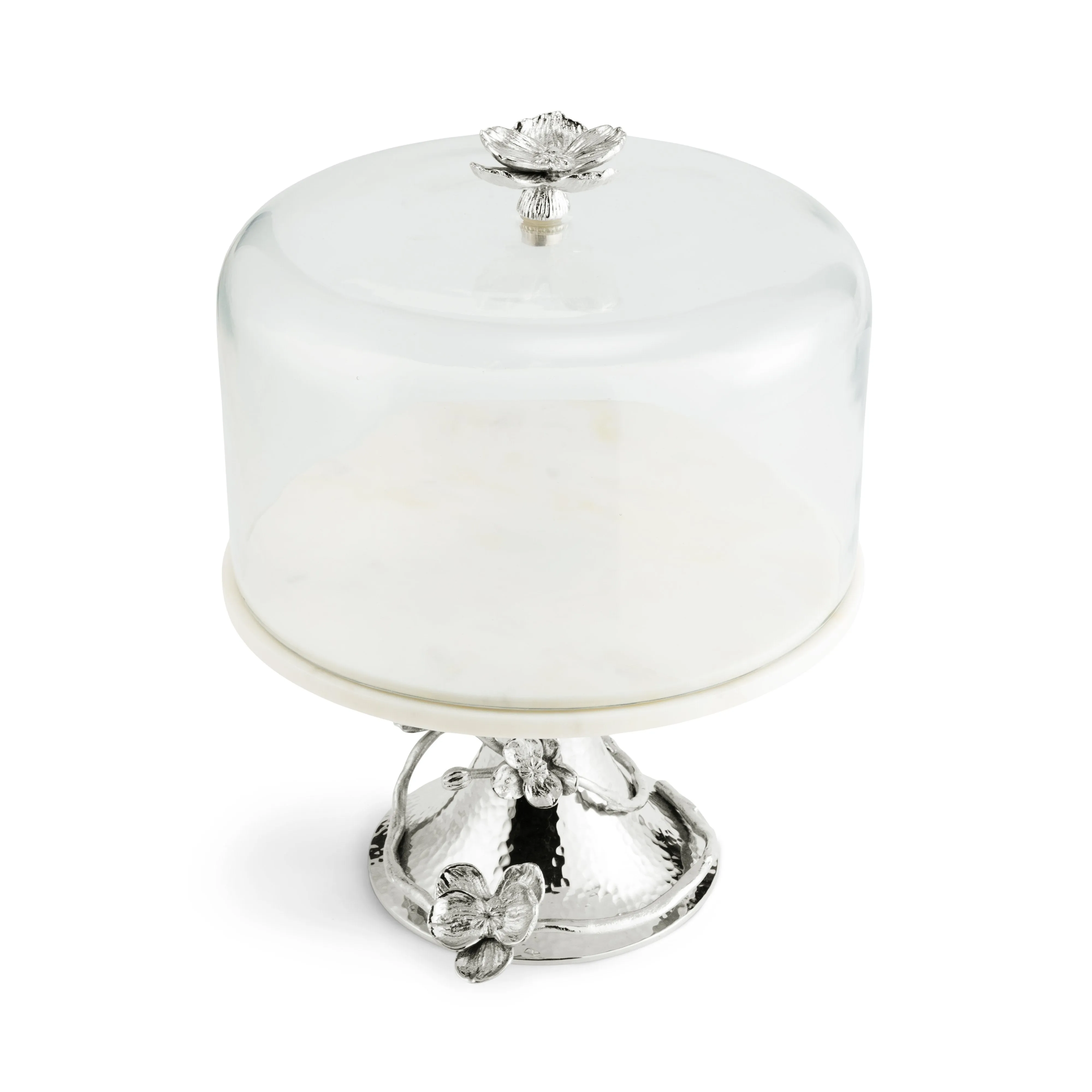 White Orchid Cake Stand with Dome