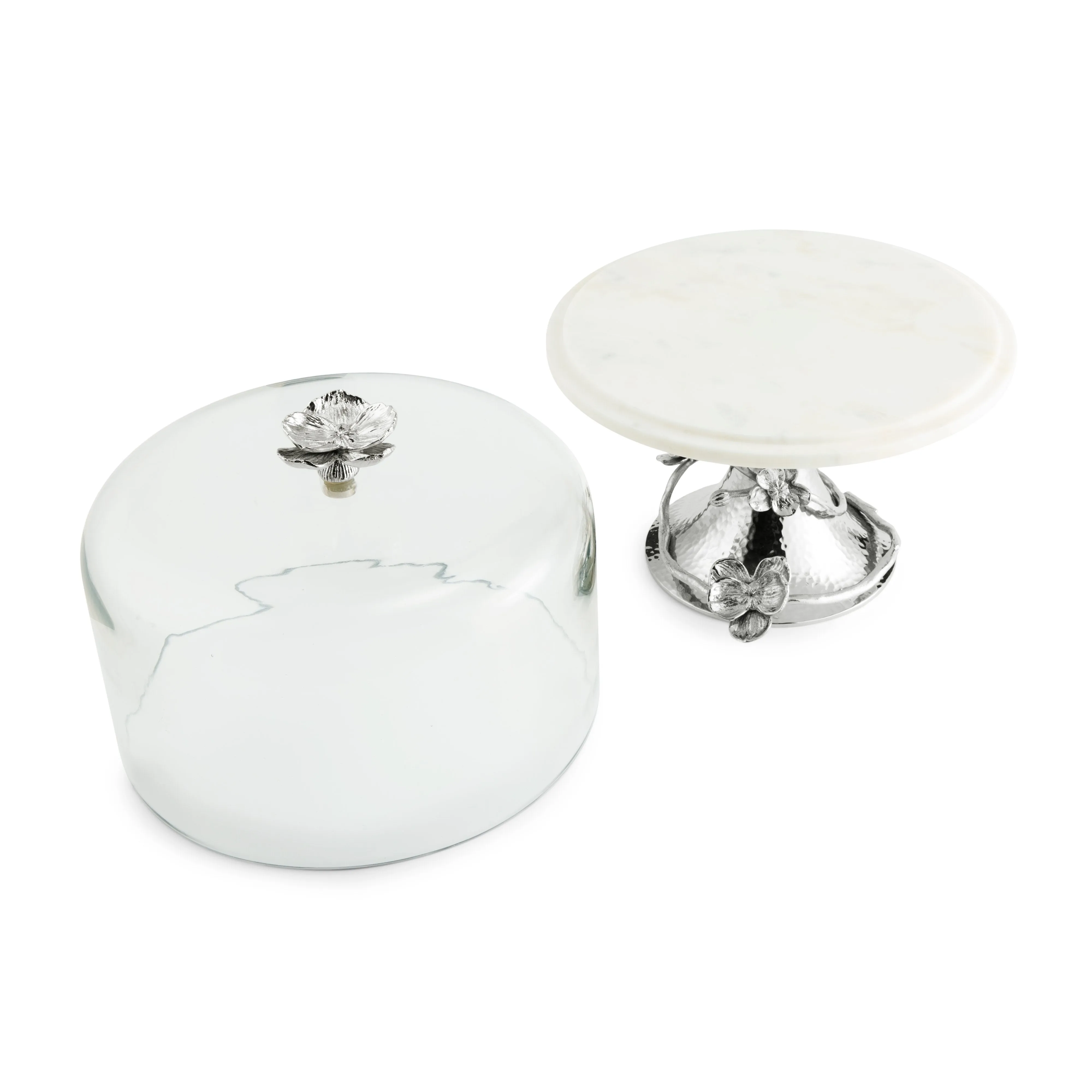 White Orchid Cake Stand with Dome